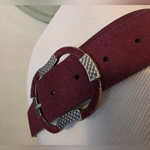 Nine West Vintage Belt Size Large Synthetic Leather Plum Burgundy Western Style